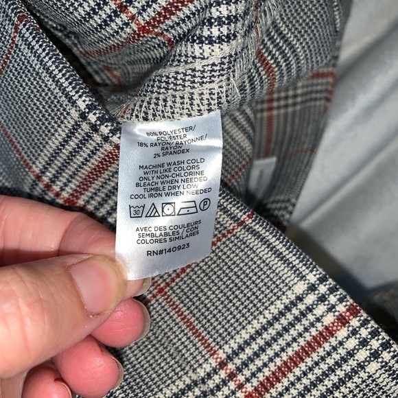 Loft Plaid Wide-Leg Pants with sailor Button Detail high rise size 10 gray red - Picture 4 of 7